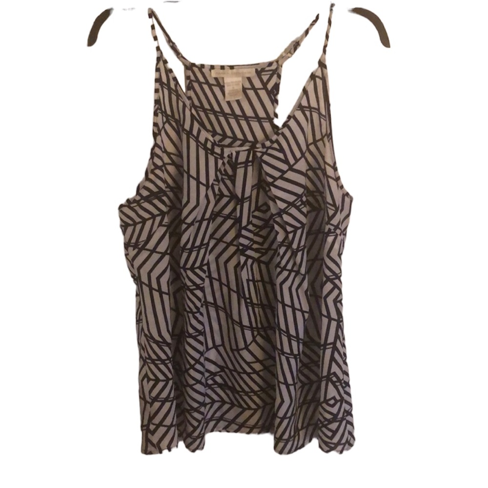 Sarah Spencer Size Small tank top black and white geometric 100% polyester